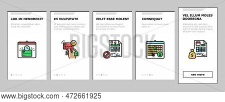 Payment Bank Money Finance Card Onboarding Mobile Vector. Business Online, Credit Mobile, Pay Buy, C