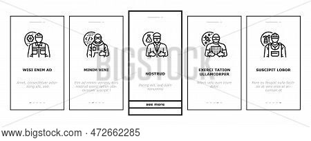 Engineer Technology Work Man Onboarding Mobile Vector. Engineering Worker, Mechanical Industry, Gear