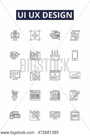 Ui Ux Design Line Vector Icons And Signs. Ux, Design, Prototyping, User, Experience, Interaction, Wi