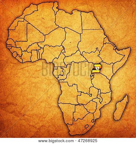 Uganda på faktiske kort over Afrika