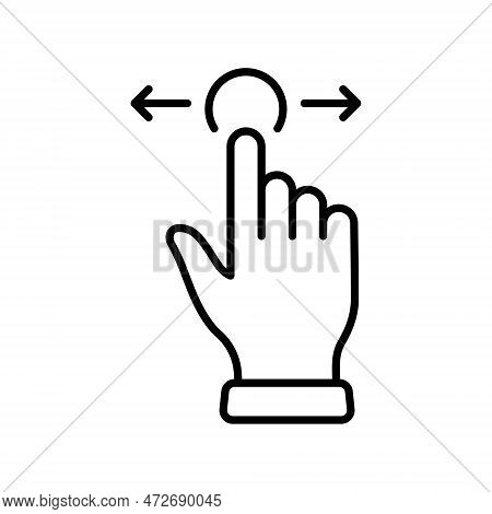 Swipe Gesture Of Computer Mouse. Pointer Finger Black Line Icon. Cursor Hand Linear Pictogram. Click