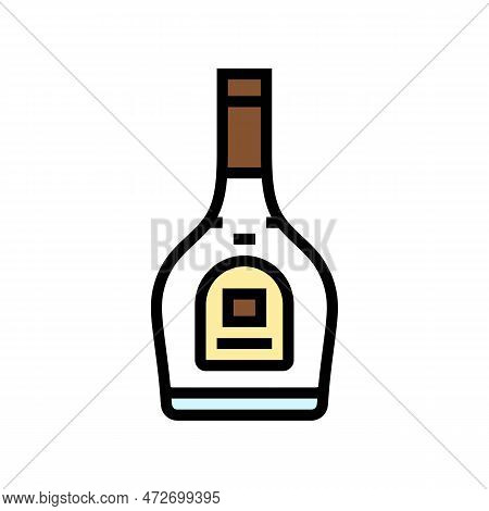 Brandy Glass Bottle Color Icon Vector. Brandy Glass Bottle Sign. Isolated Symbol Illustration
