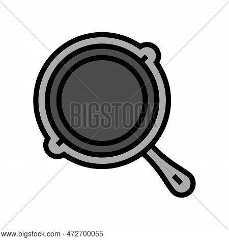 Cast Iron Skillet Kitchen Cookware Color Icon Vector. Cast Iron Skillet Kitchen Cookware Sign. Isola