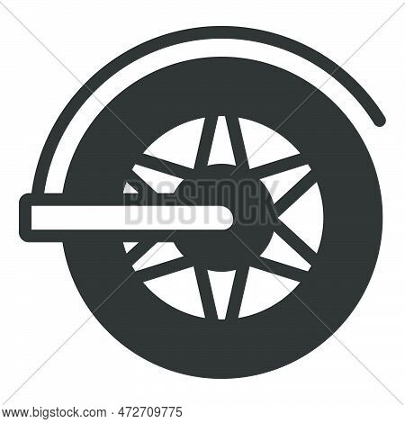 Rear Wheel Of Electric Scooter - Icon, Illustration On White Background, Glyph Style