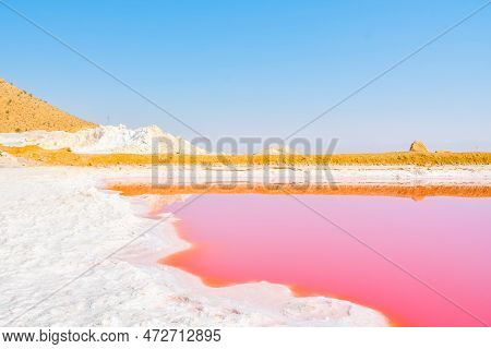 Maharlu Pink Salt Lake On Sunny Hot Day Visit - Shiraz, Iran