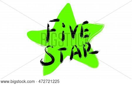 Graffiti Five Star Word On Pink Background. Hand Drawnhand Drawn. Vector