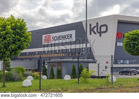Simanovci, Serbia - August 22, 2022: German Company Db Schenker New Distribution Warehouse Building 