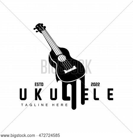 Minimalist Ukulele Music Logo Design, Ukulele Guitar Vector. Ukelele Logo Design