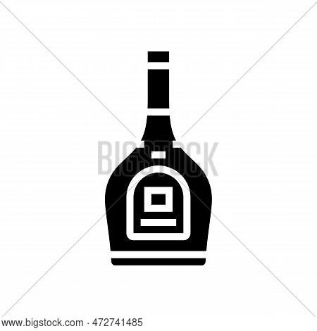 Brandy Glass Bottle Glyph Icon Vector. Brandy Glass Bottle Sign. Isolated Symbol Illustration