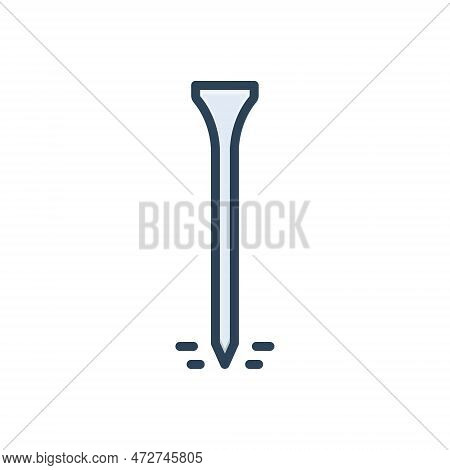Color Illustration Icon For Tee Stick Putter Golf-tee Golf Fairway Golf-accessories Wooden-tee