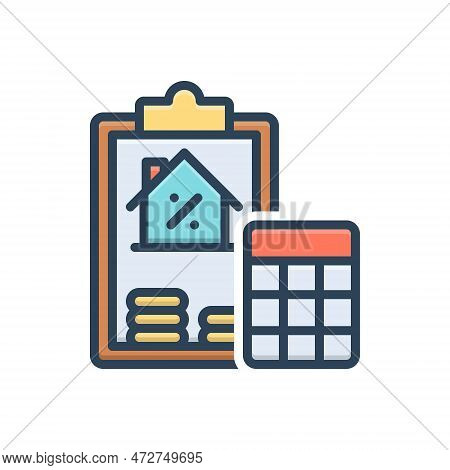 Color Illustration Icon For Interest Deposit Paysheet Invoice Calculation Finance Percentage Investm
