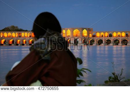 Isfahan, Iran - 15th June, 2022: Tourist Visit Look At Famous Travel Destination In Iran - Old Khajo