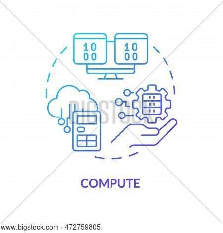 Compute Blue Gradient Concept Icon. Operations With Information. Data Lake Vs Data Warehouse Abstrac