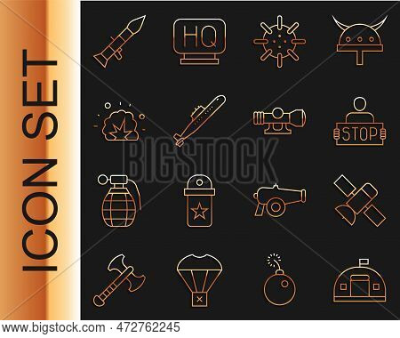 Set Line Military Barracks, Satellite, Stop War, Naval Mine, Submarine, Bomb Explosion, Rocket Launc