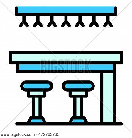 Bar Stool Icon. Outline Bar Stool Vector Icon For Web Design Isolated On White Background Color Flat