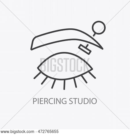 Piercing Studio Logo. Pierced Eyebrow Logotype. Minimal Vector Illustration