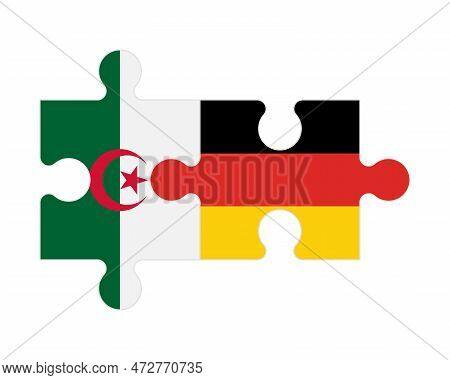 Connected Puzzle Of Flags Of Algeria And Germany, Vector