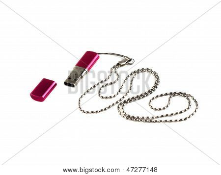 Usb Flash Drive On A Long Chain