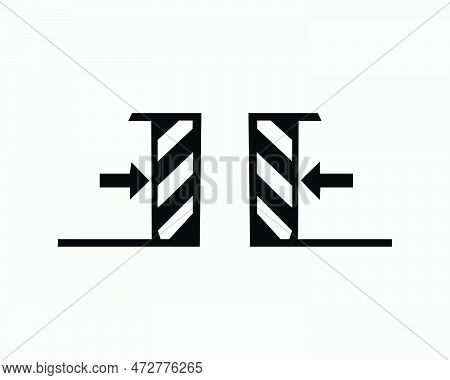 Barrier Closing Icon Door Close Auto Automatic Sliding Black White Silhouette Symbol Icon Sign Graph