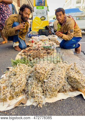 Rastafarian Traditional Healers Selling Natural Medicine On City Street