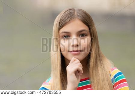 Portrait Of Teen Girl Outdoor. Portrait Photo Of Teen Girl Outside. Portrait Of Teen Girl.
