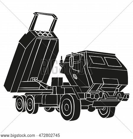 Himars Doodle Fill Color. M142 High Mobility Artillery Rocket System. Tactical Truck. Vector Illustr