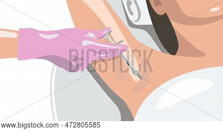 The Doctor Makes Injections Of Botulinum Toxin In The Underarm Area Against Hyperhidrosis. Women's C