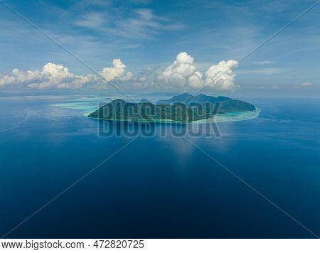 Aerial View Of Tropical Islands In The Tun Sakaran Marine Park. Sabah, Malaysia.