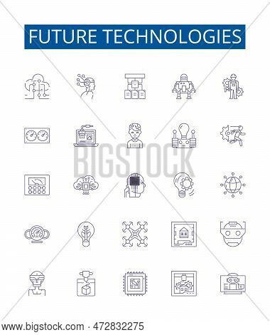 Future Technologies Line Icons Signs Set. Design Collection Of Artificial, Intelligence, Robotics, Q