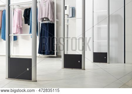 Anti-theft System In A Clothing Store. Entrance Gate With Scanner To Prevent Theft