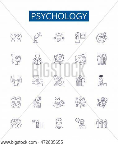 Psychology Line Icons Signs Set. Design Collection Of Psychology, Mind, Brain, Emotions, Behavior, C