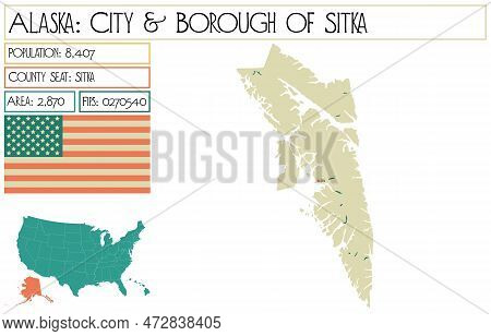 Large And Detailed Map Of City And Borough Of Sitka In Alaska, Usa.