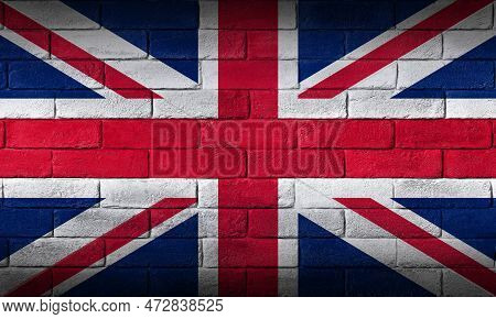 Great Britain Flag Painted On A Brick Wall