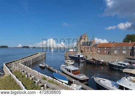 Historical City Fortification Campveerse Toren In Veere. Veere Is A City In The Province Of Zeeland 
