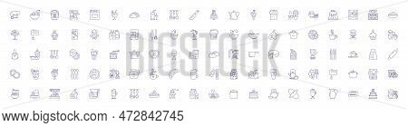 Dessert Shop Line Icons Signs Set. Design Collection Of Dessert, Shop, Bakery, Pastry, Confectionery