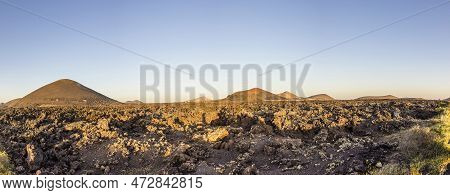 Volcanic Landscape In Timanfaya National Park Near Mancha Blanca