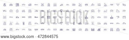 City And Movement Line Icons Signs Set. Design Collection Of City, Movement, Transportation, Urban, 