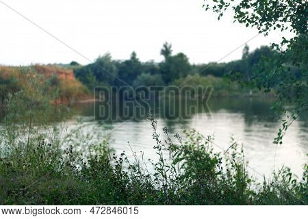 Green Lwater Nature Landscape. Beautiful Green Summer Spring Natural Landscape With A Lake In Park S