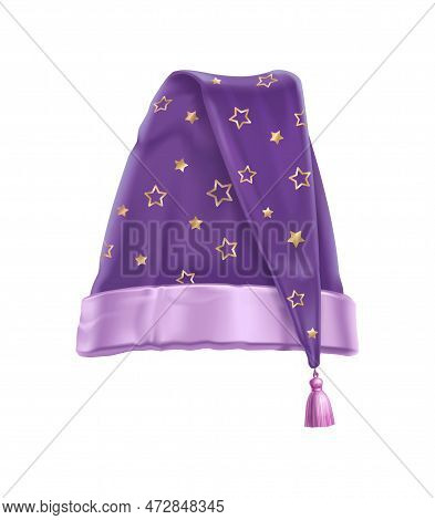 Sleeping Hat Realistic Composition With Isolated Image Of Colorful Houve Bed Cap On Blank Background