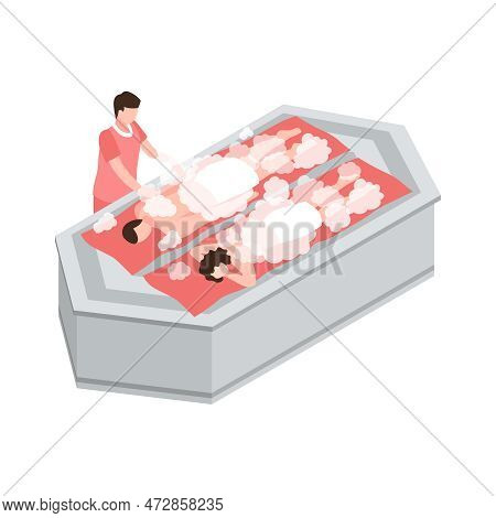 People Relaxing In Turkish Bath Isometric Icon 3d Vector Illustration