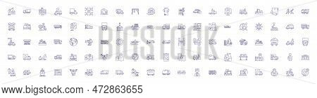Logistics Line Icons Signs Set. Design Collection Of Distribution, Shipping, Delivery, Transportatio