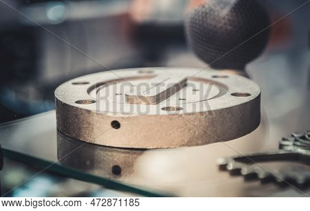 Object Printed From Metal Powder On Metal 3d Printer.object Printed In Laser Sintering Machine. Mode