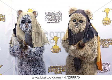 BURBANK - JUN 26: Star Wars characters, Ewoks at the 39th Annual Saturn Awards held at Castaways on June 26, 2013 in Burbank, California