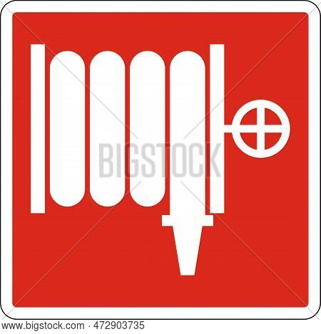 Fire Hose Or Standpipe Outlet Sign On White Background