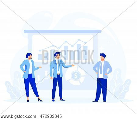 Corporate Finance Concept, Financial Manager Make Financial Report, Flat Vector Modern Illustration