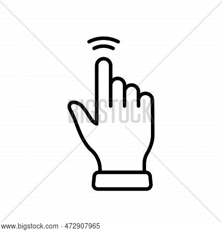 Double Tap Gesture Of Computer Mouse. Pointer Finger Black Line Icon. Cursor Hand Linear Pictogram. 