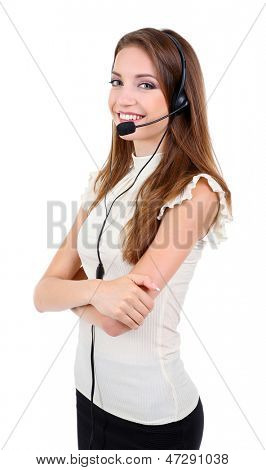 Call center operaattori eristetty valkoinen