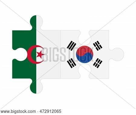 Connected Puzzle Of Flags Of Algeria And South Korea, Vector