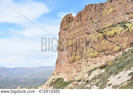 Steep Cliff At Picketpost Mountain In Arizona