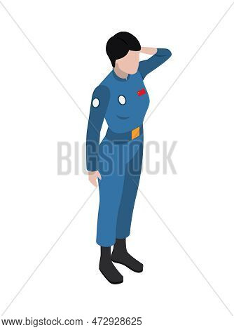 Isometric Faceless Character Of Taikonaut 3d Vector Illustration